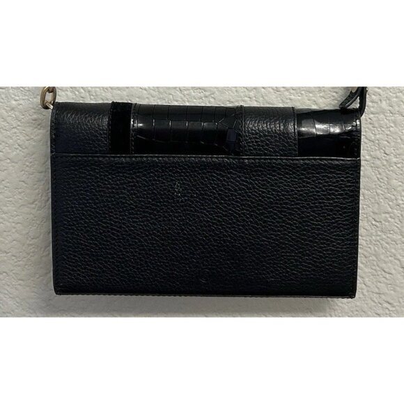 Treasure & Bond Black Pebbled Leather Crossbody Purse Bag Clutch Gold Hardware - Picture 10 of 12
